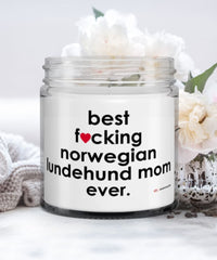 Funny Norwegian Lundehund Dog Candle B3st F-cking Norwegian Lundehund Mom Ever 9oz Vanilla Scented Candles Soy Wax