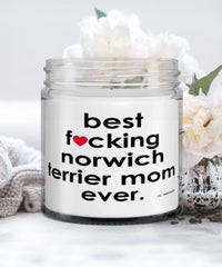 Funny Norwich Terrier Dog Candle B3st F-cking Norwich Terrier Mom Ever 9oz Vanilla Scented Candles Soy Wax