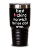 Funny Norwich Terrier Dog Tumbler B3st F-cking Norwich Terrier Dad Ever 30oz Stainless Steel