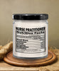 Funny Nurse Practitioner Candle Nutrition Facts 9oz Vanilla Scented Candles Soy Wax