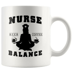 Funny Nursing Yoga Mug Nurse Balance 11oz White Coffee Mugs