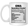 Funny Oma Mug Nutrition Facts Coffee Cup 11oz White XP8434