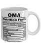 Funny Oma Nutritional Facts Coffee Mug 11oz White