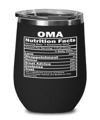 Funny Oma Nutritional Facts Wine Glass 12oz Stainless Steel