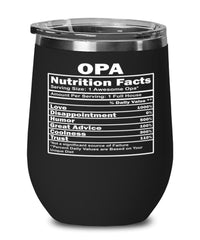 Funny Opa Nutritional Facts Wine Glass 12oz Stainless Steel