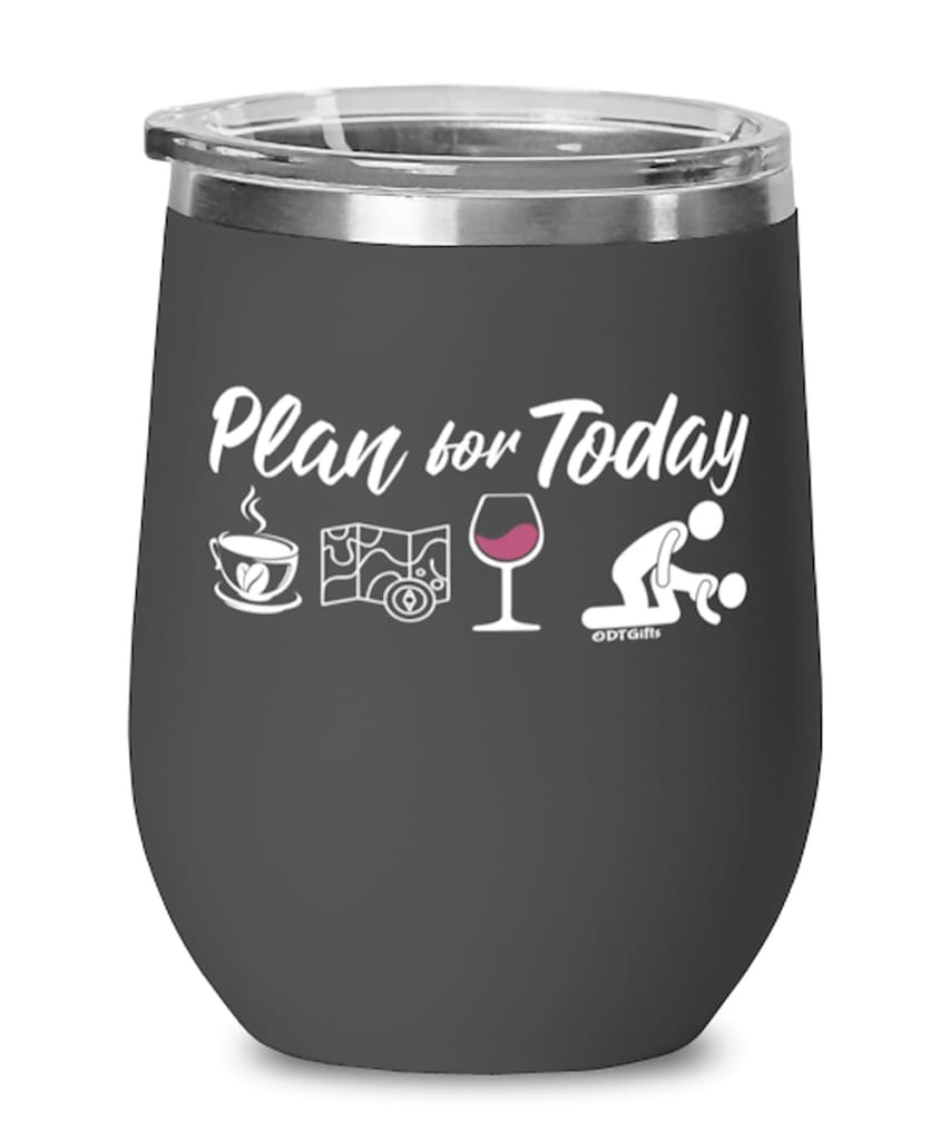 Funny Orienteer Wine Glass Adult Humor Plan For Today Orienteering 12oz Stainless Steel Black