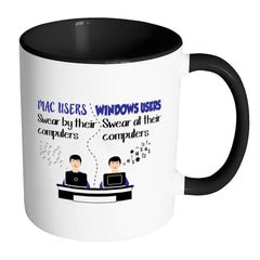 Funny OS Mug Mac Users vs Windows Users White 11oz Accent Coffee Mugs