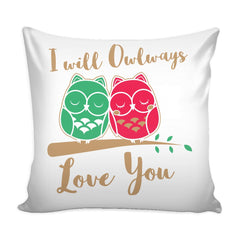 Funny Owl Graphic Pillow Cover I Will Owlways Love You