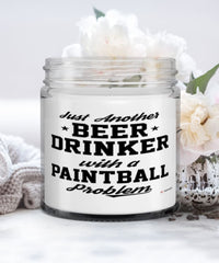 Funny Paintballer Candle Just Another Beer Drinker With A Paintball Problem 9oz Vanilla Scented Candles Soy Wax