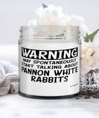 Funny Pannon White Rabbit Candle Warning May Spontaneously Start Talking About Pannon White Rabbits 9oz Vanilla Scented Candles Soy Wax