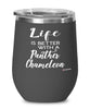 Funny Panther Chameleon Lizard Wine Glass Life Is Better With A Panther Chameleon 12oz Stainless Steel Black