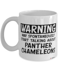 Funny Panther Chameleon Mug Warning May Spontaneously Start Talking About Panther Chameleons Coffee Cup White
