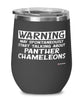 Funny Panther Chameleon Wine Glass Warning May Spontaneously Start Talking About Panther Chameleons 12oz Stainless Steel Black