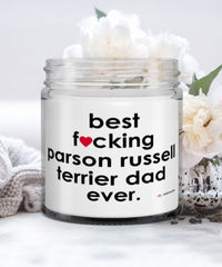 Funny Parson Russell Terrier Dog Candle B3st F-cking Parson Russell Terrier Dad Ever 9oz Vanilla Scented Candles Soy Wax