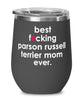 Funny Parson Russell Terrier Dog Wine Glass B3st F-cking Parson Russell Terrier Mom Ever 12oz Stainless Steel Black