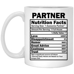 Funny Partner Mug Partner Nutrition Facts Coffee Cup 11oz White XP8434