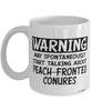 Funny Peach-Fronted Conure Mug Warning May Spontaneously Start Talking About Peach-Fronted Conures Coffee Cup White