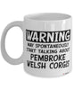Funny Pembroke Welsh Corgi Mug Warning May Spontaneously Start Talking About Pembroke Welsh Corgis Coffee Cup White