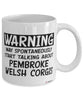 Funny Pembroke Welsh Corgi Mug Warning May Spontaneously Start Talking About Pembroke Welsh Corgis Coffee Cup White