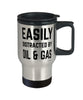 Funny Petroleum Engineer Travel Mug Easily Distracted By Oil And Gas Travel Mug 14oz Stainless Steel