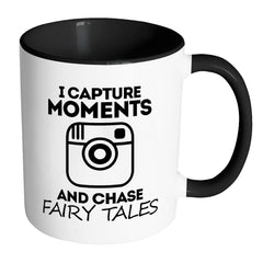 Funny Photographer Mug I Capture Moments And White 11oz Accent Coffee Mugs