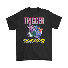 Funny Photography Camera Shirt Trigger Happy Gildan Mens T-Shirt