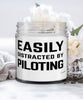 Funny Pilot Candle Easily Distracted By Piloting 9oz Vanilla Scented Candles Soy Wax