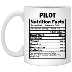 Funny Pilot Mug Nutrition Facts Coffee Cup 11oz White XP8434