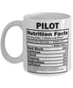 Funny Pilot Nutritional Facts Coffee Mug 11oz White