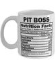 Funny Pit Boss Nutritional Facts Coffee Mug 11oz White