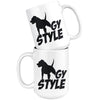 Funny Pitbull Mug Dog gy Style 15oz White Coffee Mugs