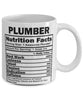 Funny Plumber Nutritional Facts Coffee Mug 11oz White