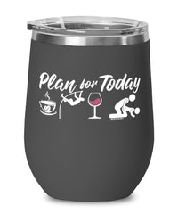 Funny Pole Vaulter Wine Glass Adult Humor Plan For Today Pole Vaulting 12oz Stainless Steel Black