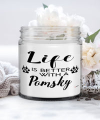 Funny Pomsky Dog Candle Life Is Better With A Pomsky 9oz Vanilla Scented Candles Soy Wax