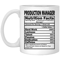 Funny Production Manager Mug Nutrition Facts Coffee Cup 11oz White XP8434