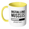 Funny Progress Bar Mug Installing Muscles White 11oz Accent Coffee Mugs