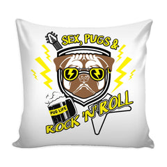 Funny Pug Graphic Pillow Cover Sex Pugs And Rock N Roll