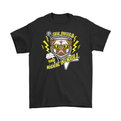 Funny Pug Tee Sex Pugs And Rock n Roll Gildan Mens T-Shirt