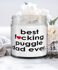 Funny Puggle Dog Candle B3st F-cking Puggle Dad Ever 9oz Vanilla Scented Candles Soy Wax