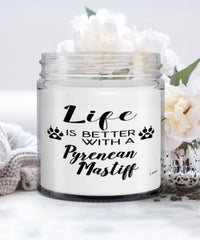 Funny Pyrenean Mastiff Dog Candle Life Is Better With A Pyrenean Mastiff 9oz Vanilla Scented Candles Soy Wax