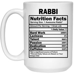 Funny Rabbi Mug Nutrition Facts Coffee Cup 15oz White 21504