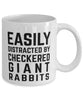 Funny Rabbit Mug Easily Distracted By Checkered Giant Rabbits Coffee Mug 11oz White