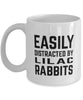 Funny Rabbit Mug Easily Distracted By Lilac Rabbits Coffee Mug 11oz White