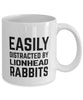 Funny Rabbit Mug Easily Distracted By Lionhead Rabbits Coffee Mug 11oz White