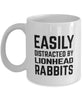 Funny Rabbit Mug Easily Distracted By Lionhead Rabbits Coffee Mug 11oz White