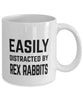 Funny Rabbit Mug Easily Distracted By Rex Rabbits Coffee Mug 11oz White