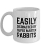 Funny Rabbit Mug Easily Distracted By Silver Marten Rabbits Coffee Mug 11oz White