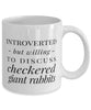 Funny Rabbit Mug Introverted But Willing To Discuss Checkered Giant Rabbits Coffee Mug 11oz White