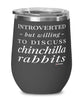 Funny Rabbit Wine Glass Introverted But Willing To Discuss Chinchilla Rabbits 12oz Stainless Steel Black