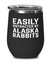 Funny Rabbit Wine Tumbler Easily Distracted By Alaska Rabbits Stemless Wine Glass 12oz Stainless Steel